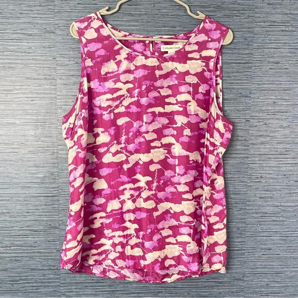 Coldwater Creek Pink 100% silk sleepless top size XL 18 - Picture 1 of 6